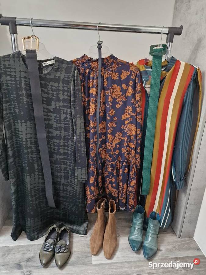 Sukienka Stójka Falbaną Pasek Żywiec