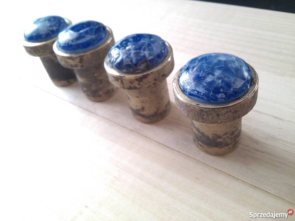 Szklane gałki do mebli komplet retro Warszawa