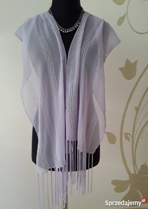 Lawendowy szal lekki z frędzlami Pozostałe Warszawa