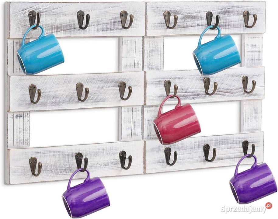Regał ścienny na kubki drewniany z 18 haczykami Książ Wielkopolski sprzedam