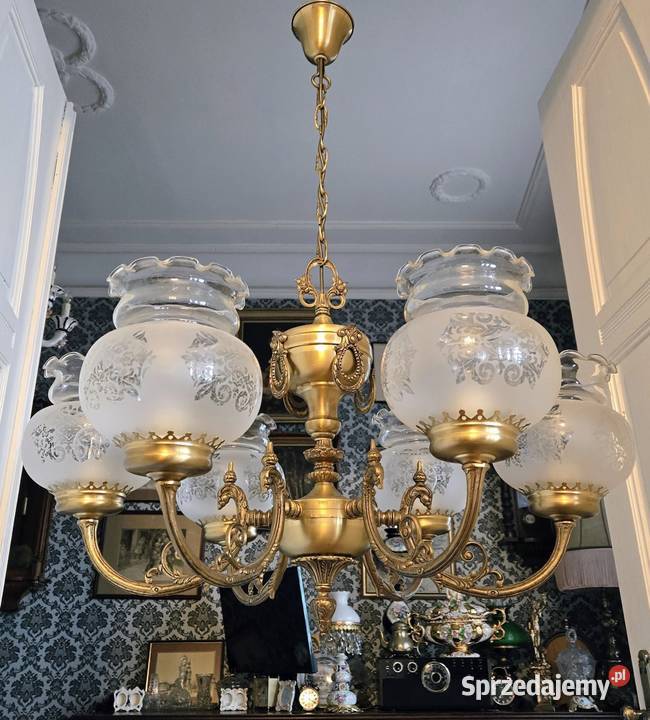 Duży Mosiężny Żyrandol Pałacowy Lampa wisząca do Kalisz sprzedam