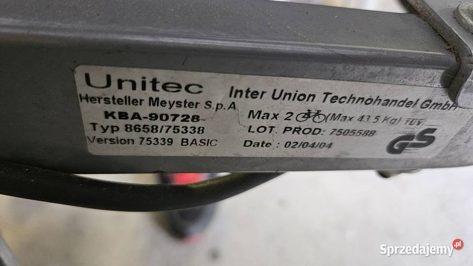 Bagażnik platforma Unitec na hak 2 rowery Łęg Tarnowski