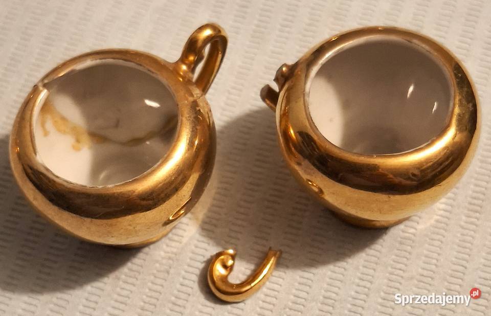Ćmielów Złocony Zestaw Porcelanowy Lalek Gliwice