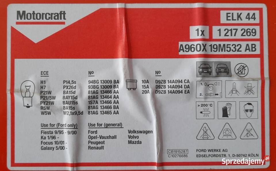 H7H1 żarówki Motocraft Ford VW Opel zestaw śląskie