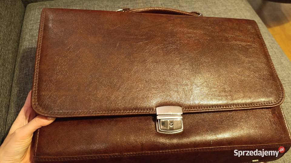 Brązowa aktówka skórzana męska