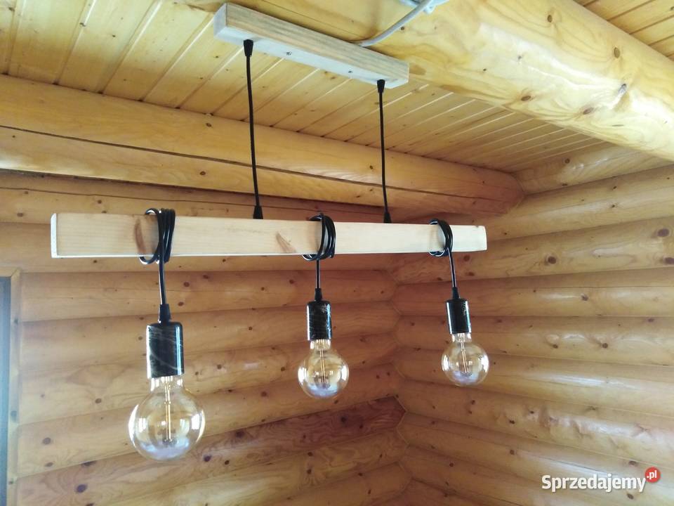 Lampa wisząca drewniana industrial retro Żołynia