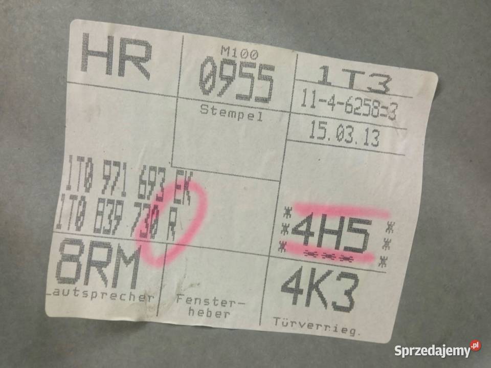 MECHANIZM SZYBY PRAWY TYŁ 1T0971693EK VW Rok produkcji 2012