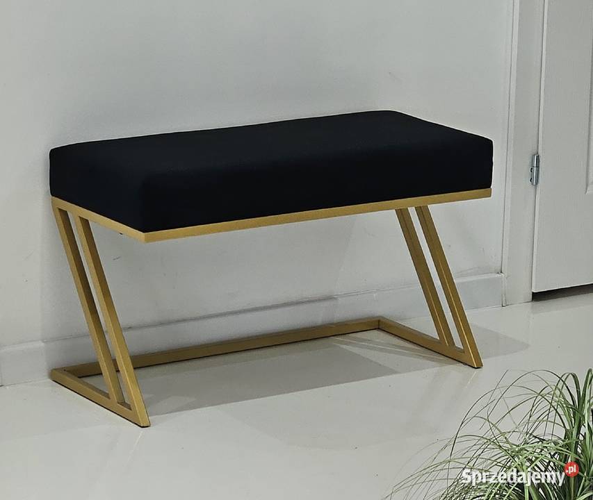 Ławka tapicerowana LOFT złota czarna welurowa 47cm Wrocław