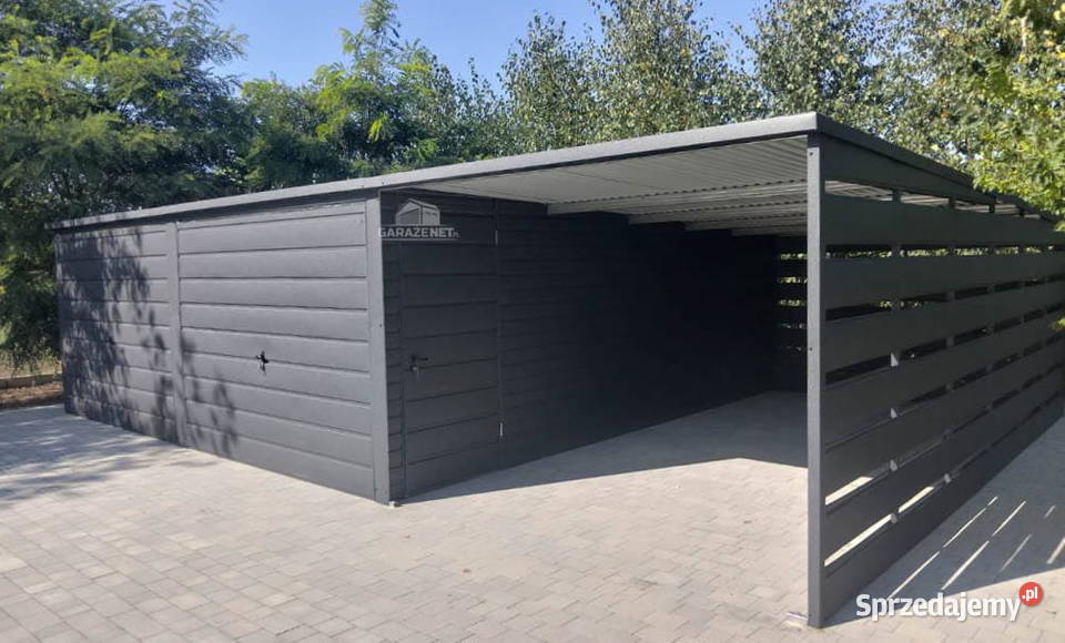 GARAŻ BLASZANY 6m x 6m WIATA 3m SPAD TYŁ 2xBRAMA małopolskie Łapanów
