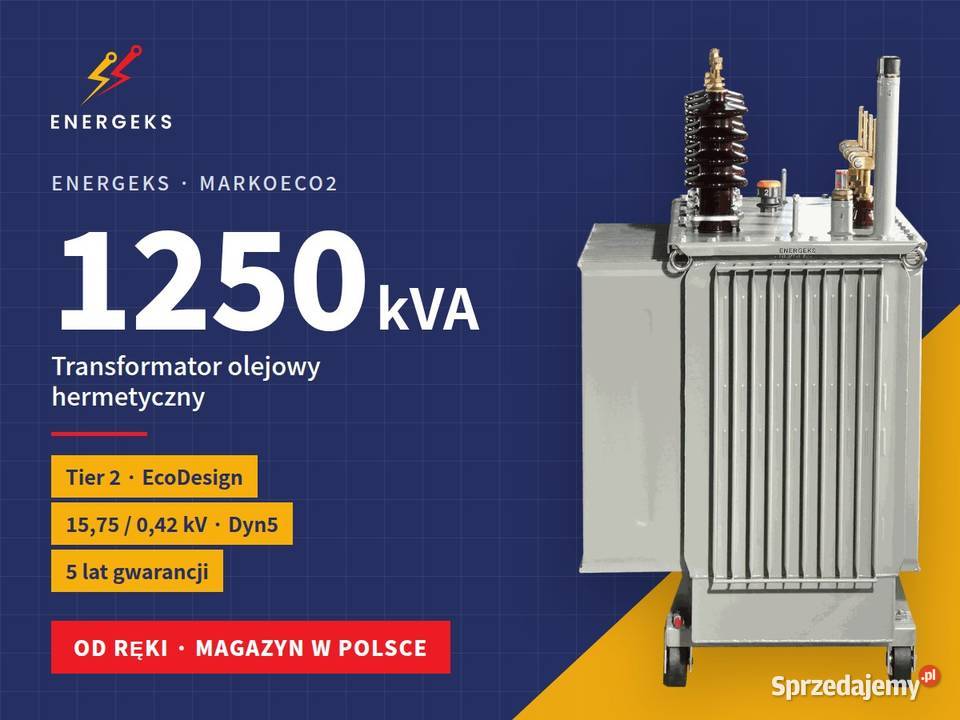 Transformator 1250 kVA olejowy Energeks 5 lat gw mazowieckie