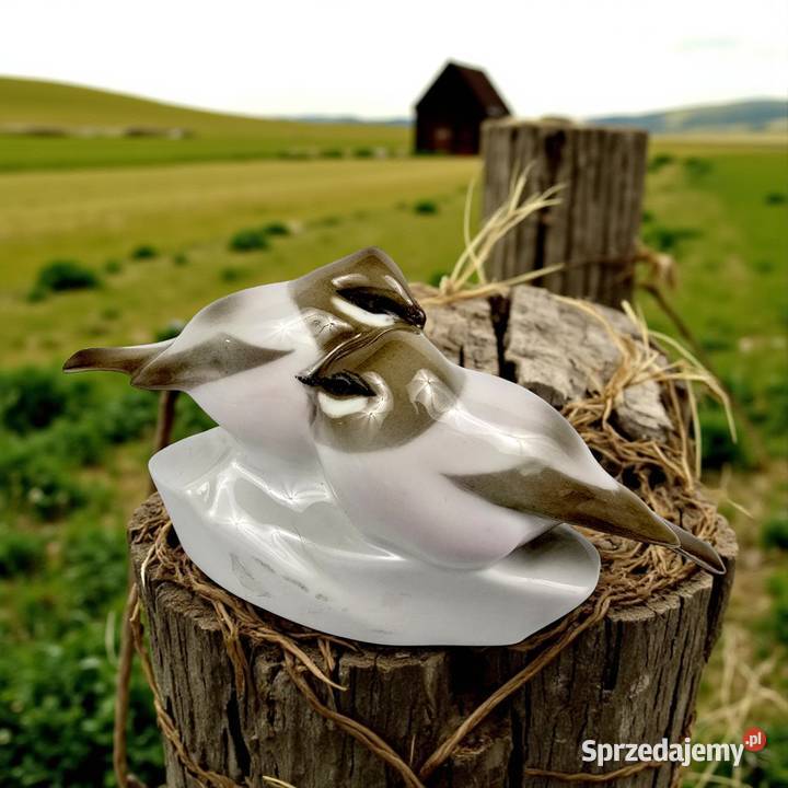 2 ptaki sikorki parka Andras Sinko Zsolnay Węgry Porcelana i szkło Bronisze