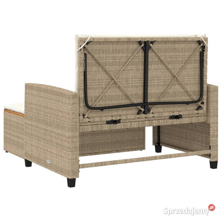 Sofa ogrodowa z poduszkami 2os beżowa rattan PE Warszawa