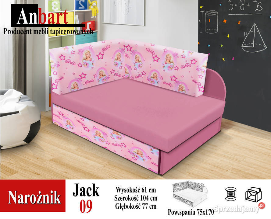 Sofa narożna dziecka z funkcją spania 170 75 77cm Kępno sprzedam