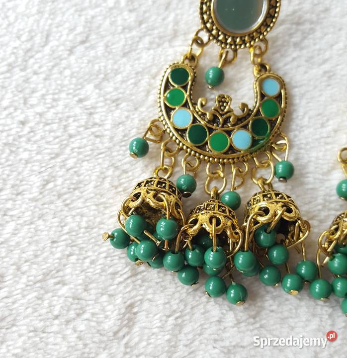 Kolczyki indyjskie jhumka boho hippie etno złoty Szczecin sprzedam