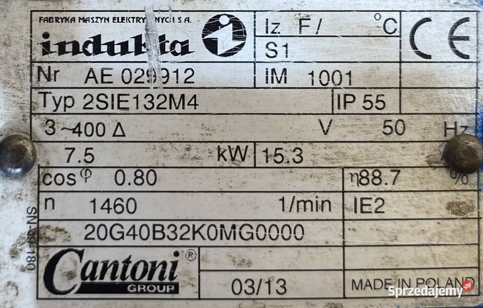 silnik elektryczny 75kW 1460obr 3fazowy INDUKTA kujawsko-pomorskie Pigża