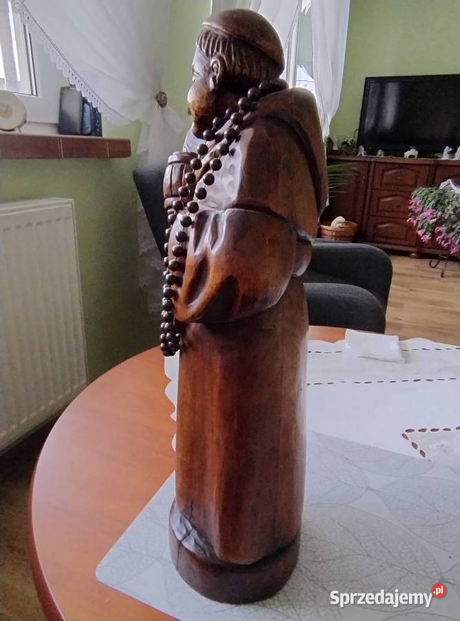Rzeźba drewniana mnich z kuflem piws Żory