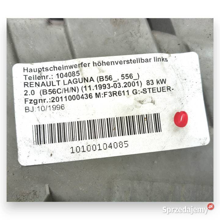 LAMPA LEWA Renault Laguna I 19941998 lewy przód osobowe