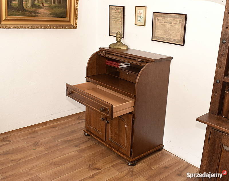 ZGRABNY DĘBOWY SEKRETARZYK ROLETA BIURKO Świdnica
