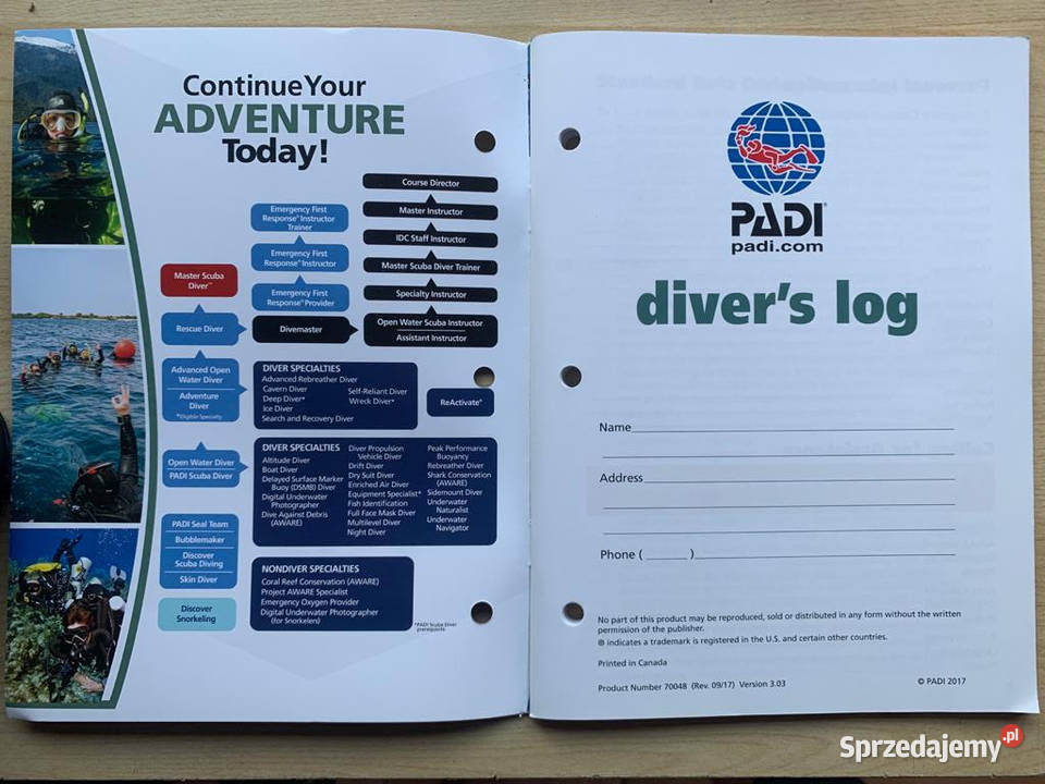 Log book książka nurkowań Divers Log śląskie Bytom