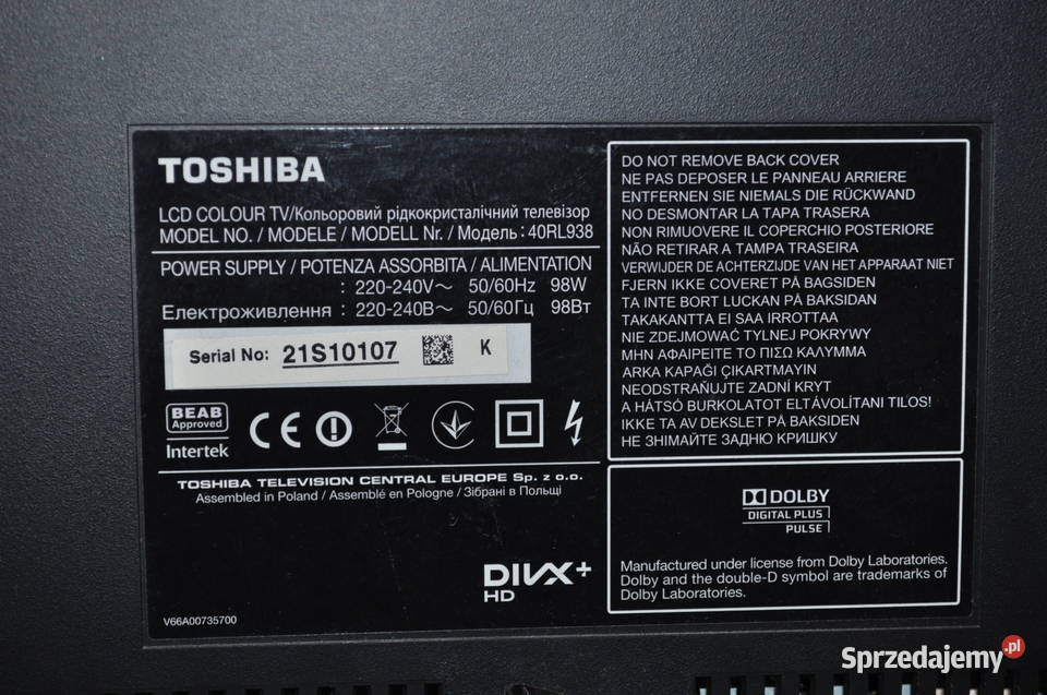Telewizor Toshiba 40 40RL938 z pilotem Skarżysko-Kamienna