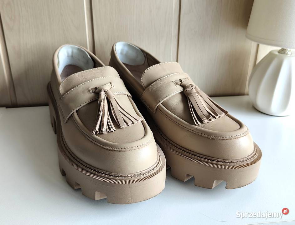 Buty Reserved 39 beżowe skóra loafersy mokasyny skóra Szczecin