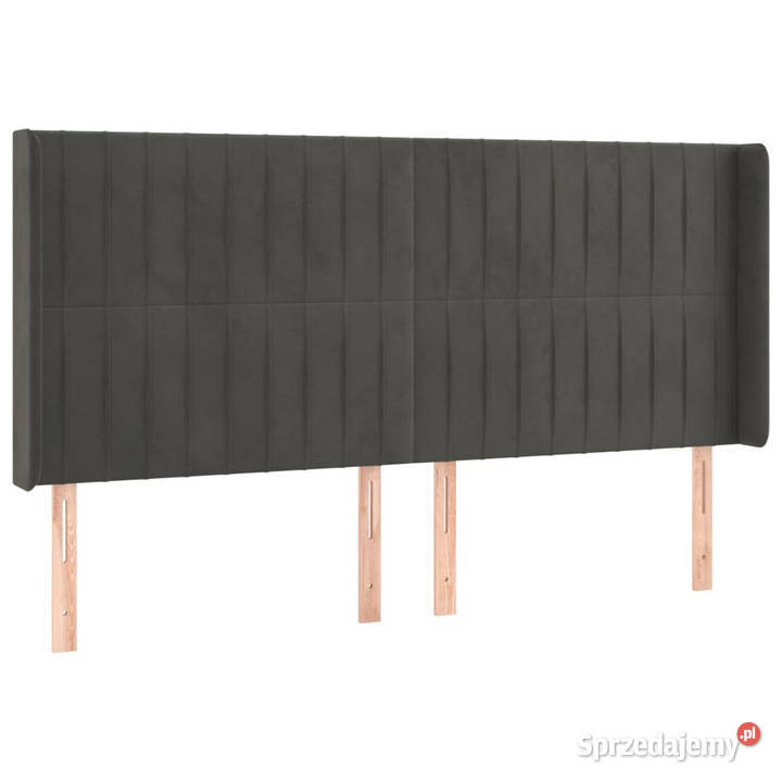 Zagłówek uszak ciemnoszary 203x16x118128 aksamit Łóżka i materace Warszawa