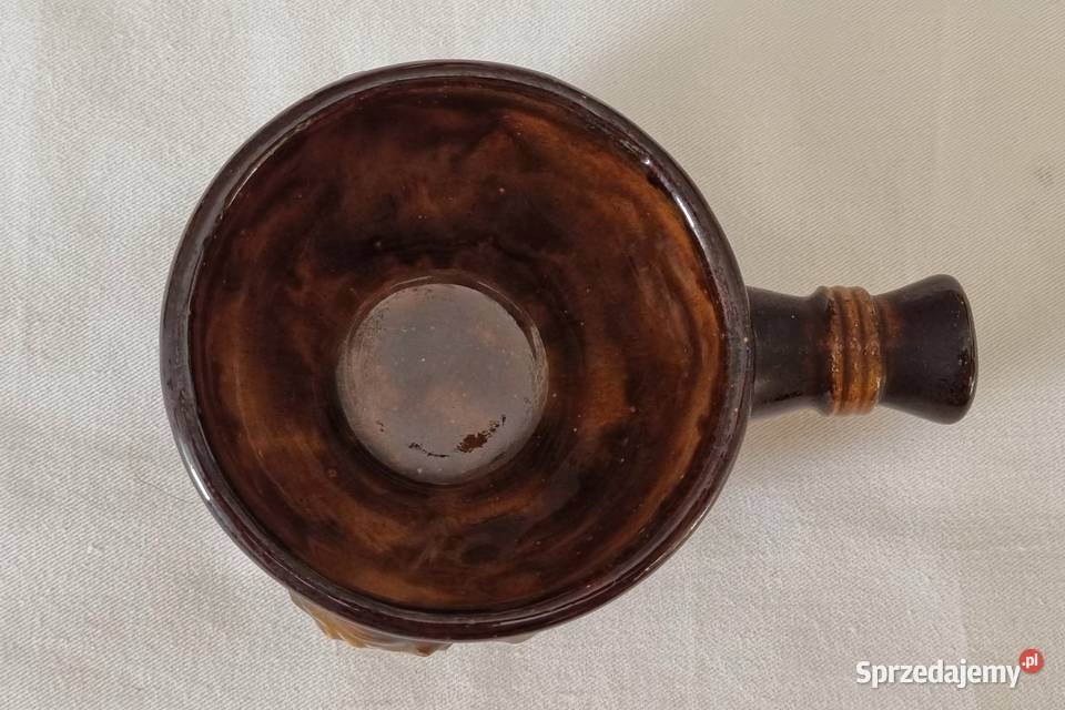 Małe ceramiczne ozdobne naczynie z rączką PRL Warszawa