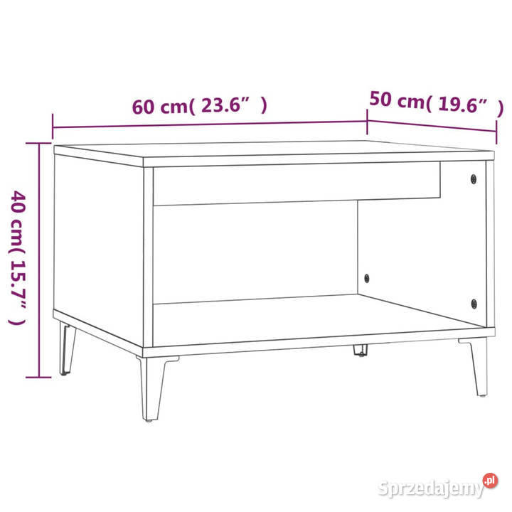 Stolik kawowy brązowy dąb 60x50x40 WM817524 Warszawa
