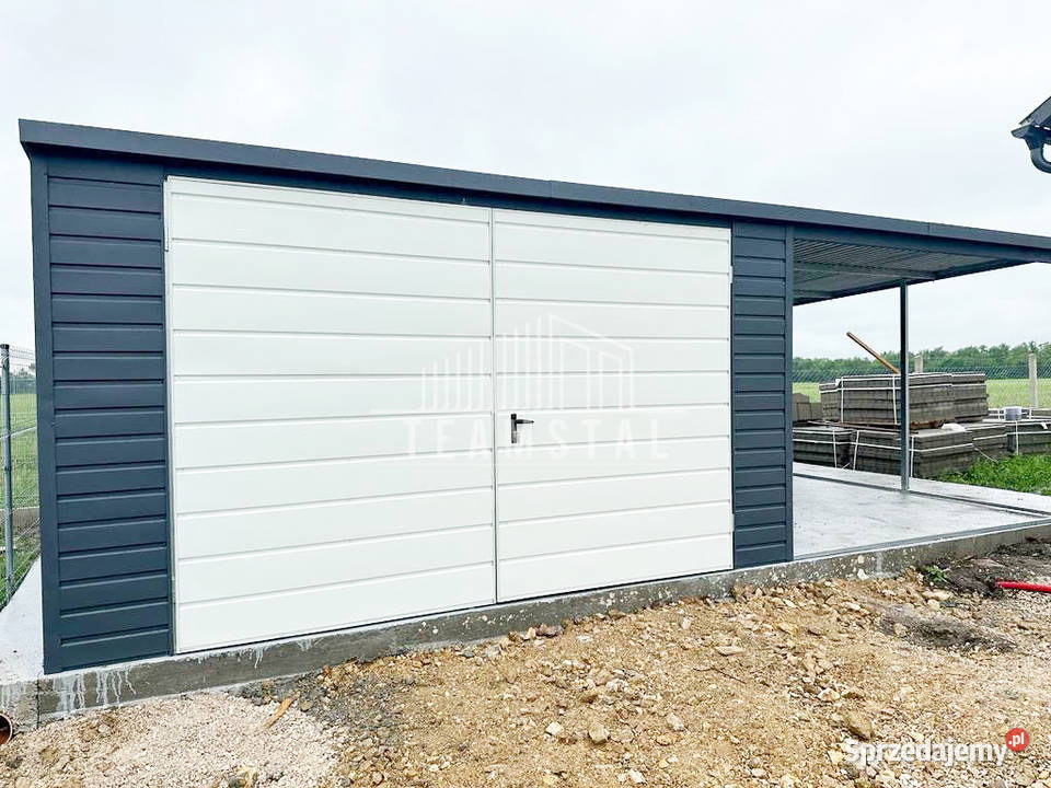 GARAŻ BLASZANY 4m x 6m wiata 3x6 spad tył Brama Toruń