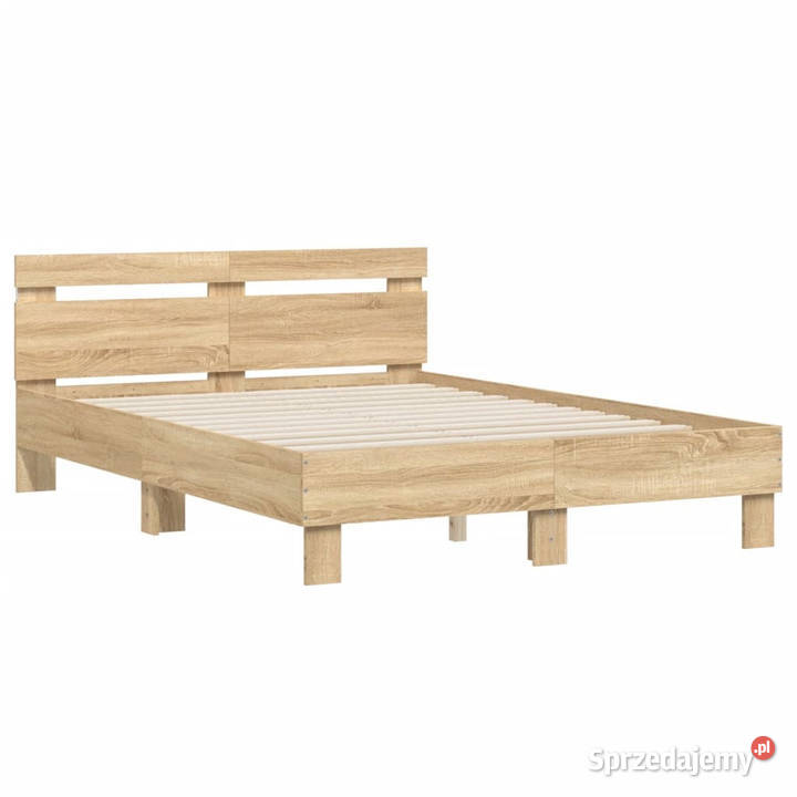 Rama łóżka z wezgłowiem i LED dąb sonoma 135x190 mazowieckie sprzedam