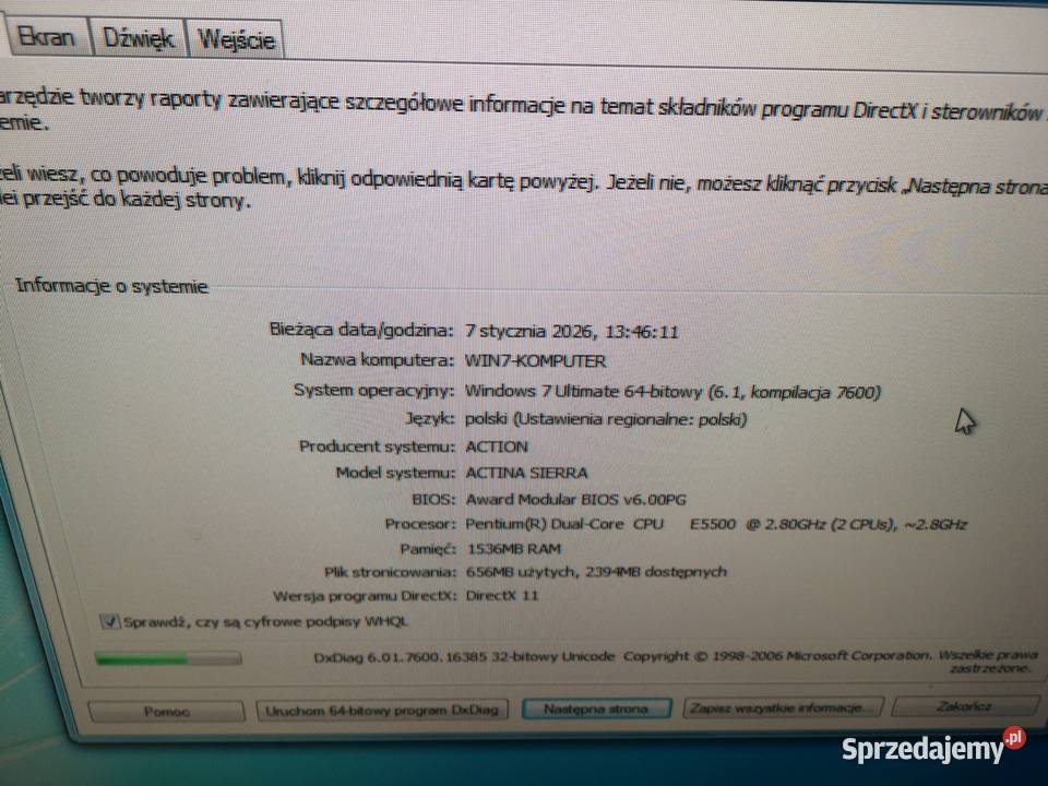 Komputer Dual Core 28 Ghz 2CpusE5500 kompletny Komputery i Akcesoria Skomielna Biała