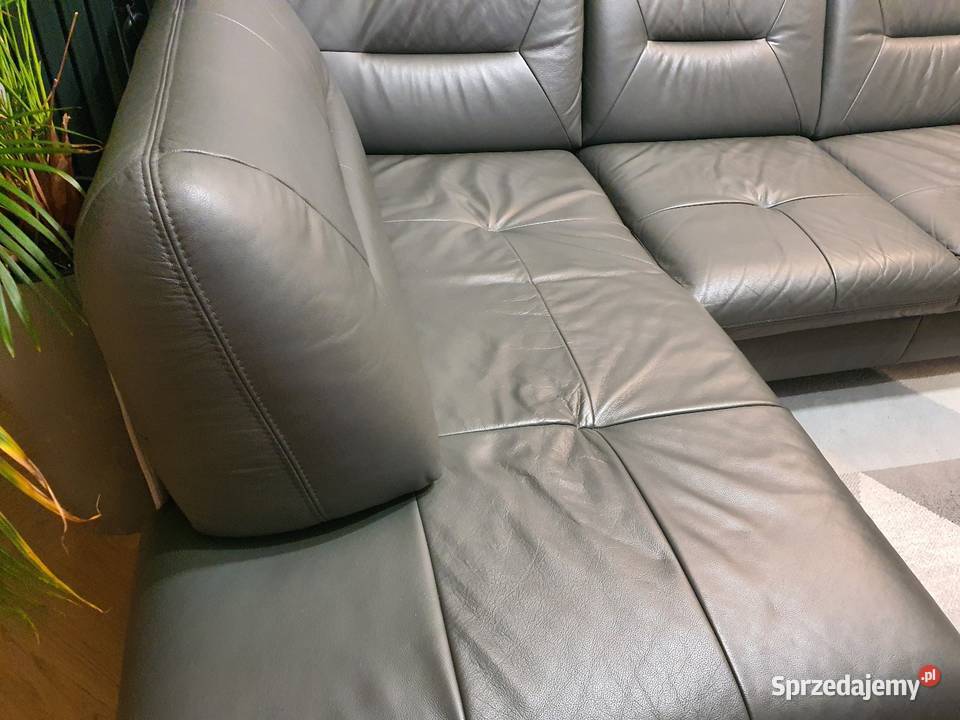 Elegancka skórzana kanapa narożnik