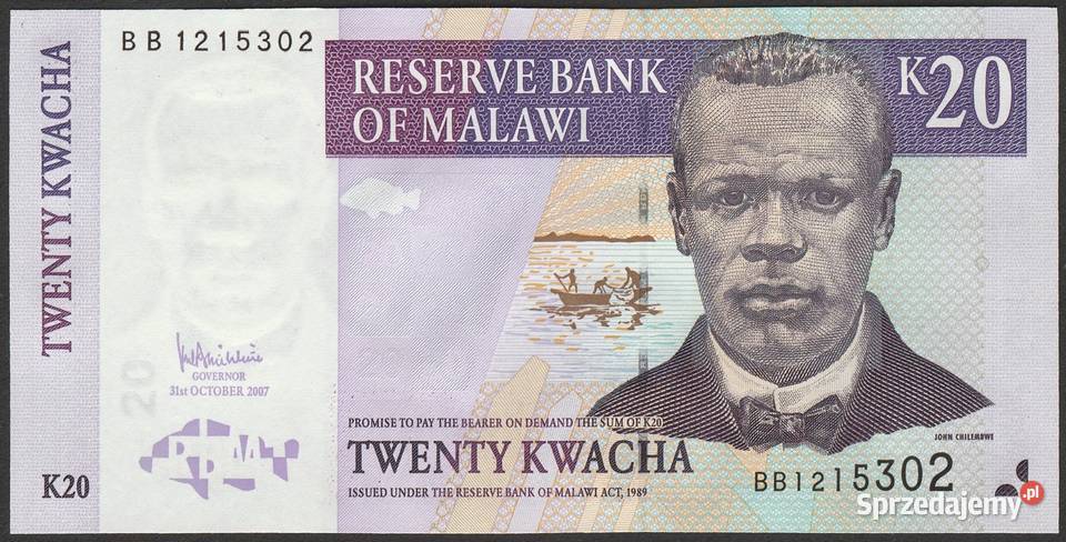 Malawi 20 kwacha 2007 stan bankowy UNC