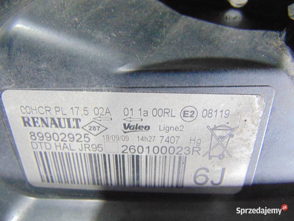 LAMPA PRAWY PRZÓD RENAULT SCENIC III 260100023R