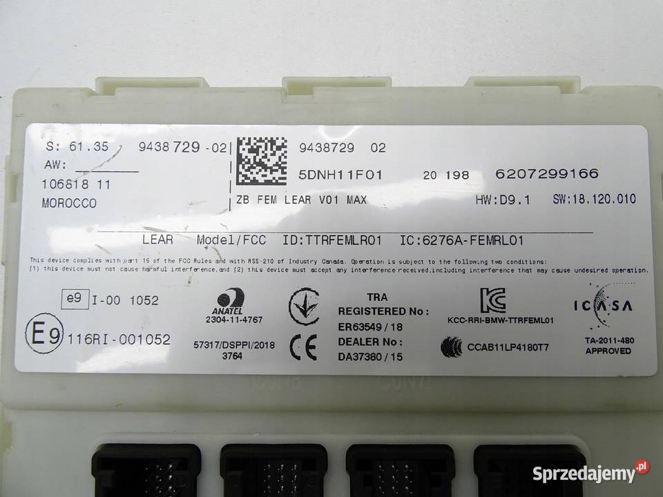 MODUŁ STEROWNIK FEM BMW F20 F21 F30 F31 9438729 Komputery