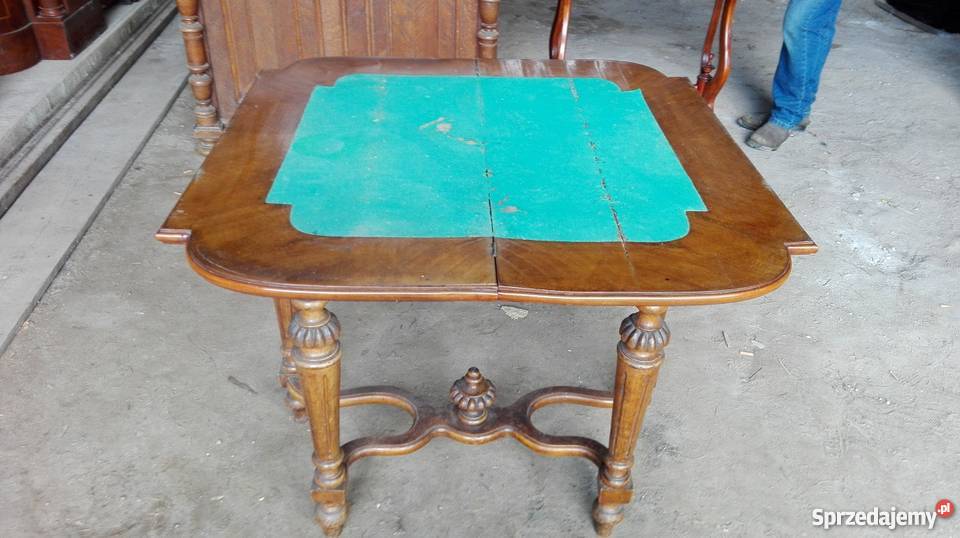 Karciakstolik konsolowy eklektyczny orzech antyk mazowieckie Warszawa sprzedam