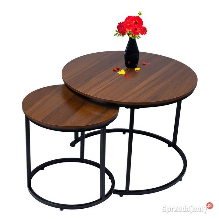Nowoczesne stoliki kawowe okrągłe zestaw 2w1 Poznań