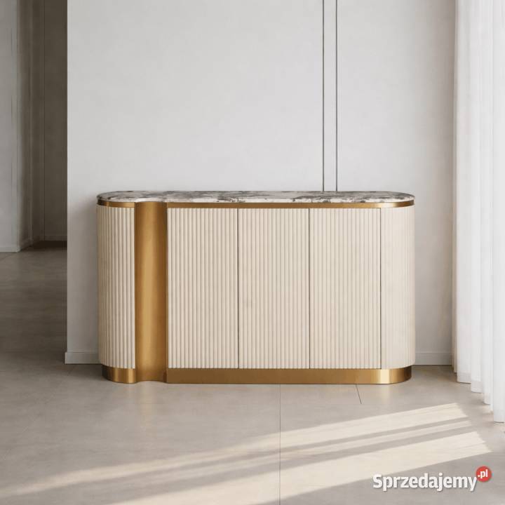 Komoda glamour owalna ryflowana Nutris 158x40x88 Komody Golkowice