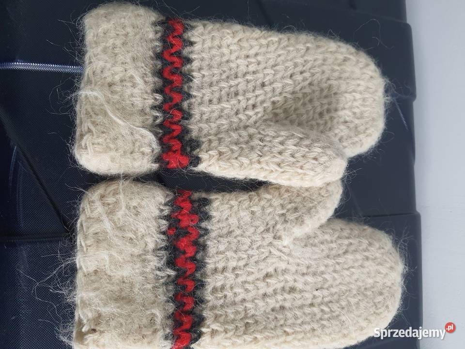 Ciepłe rękawiczki z wełny handmade beżowe sprzedam