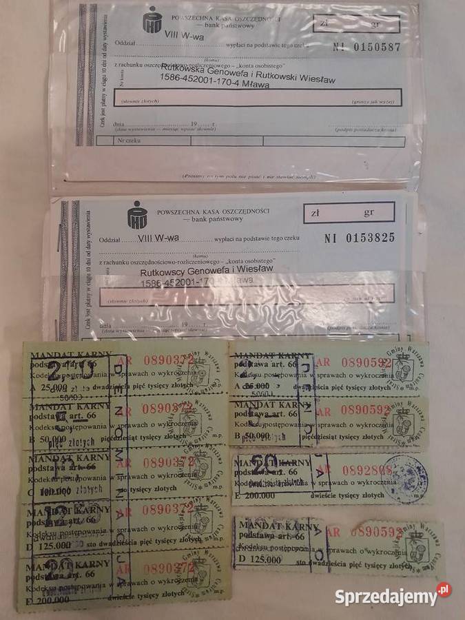 PRL Banknoty Czeki PKO BP 1980r mazowieckie Warszawa