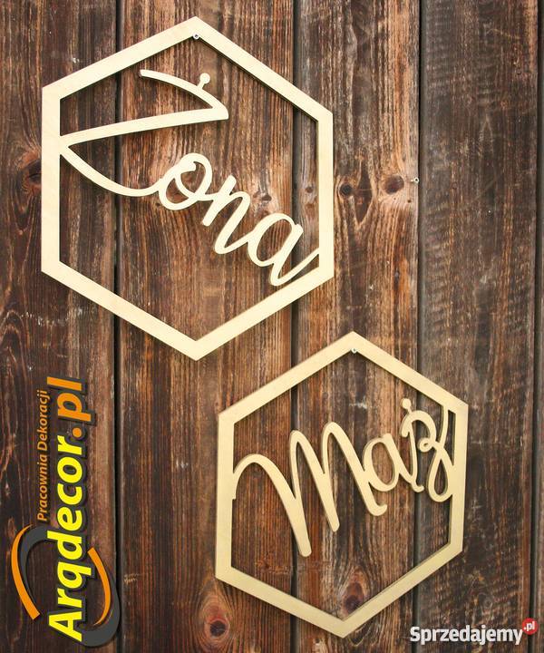 HeksagonMąż Żona duży sześciokąt ślub inny kolor