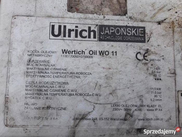 Kocioł olejowy dwukondensacyjny ULRICH 11KW Prostki