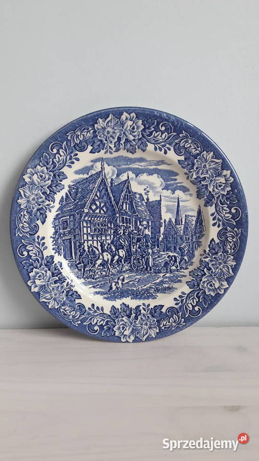 Talerz płaski England Ironstone niebieski Głuchołazy sprzedam