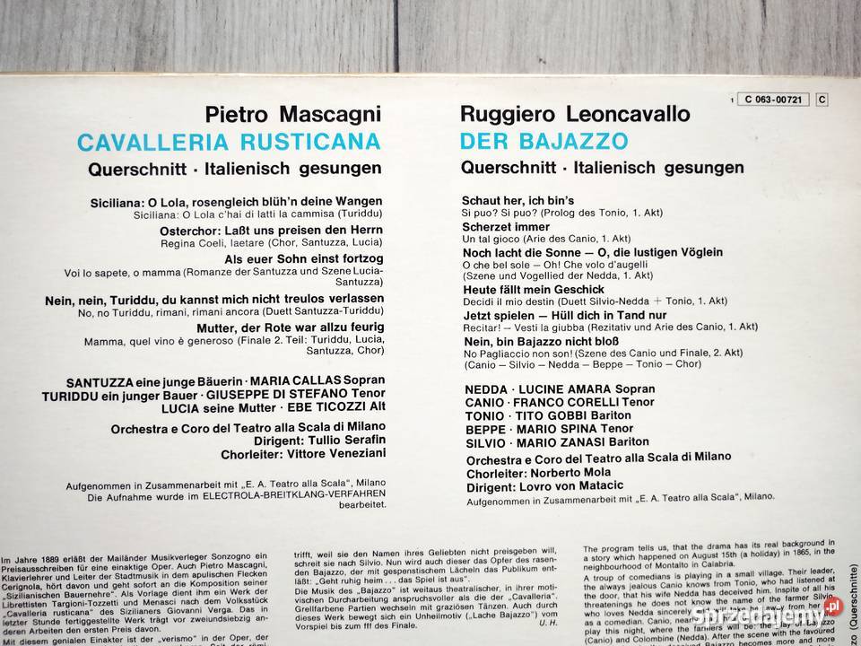 Album winylowy RLeoncavallo i Pietro Mascagni