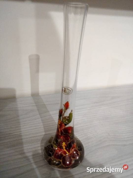 Przepiękny szklany wazon ręcznie malowany Częstochowa