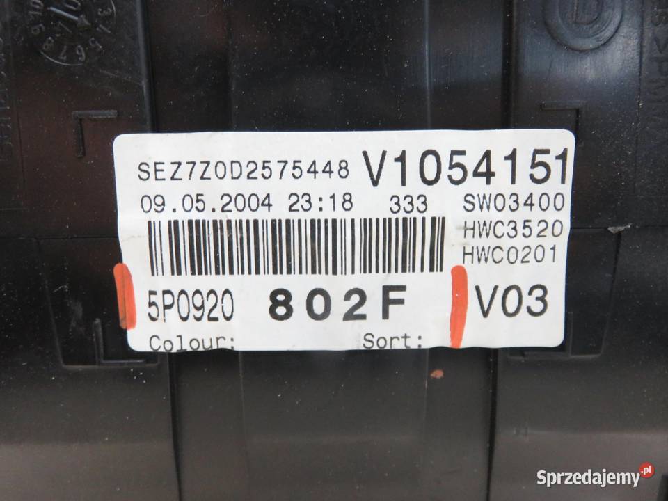 LICZNIK SEAT ALTEA 5P1 16 102 5P0920802F