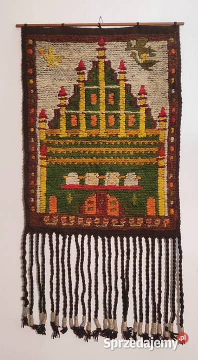 Makatka kilim statki architektura cepelia PRL Mikołów