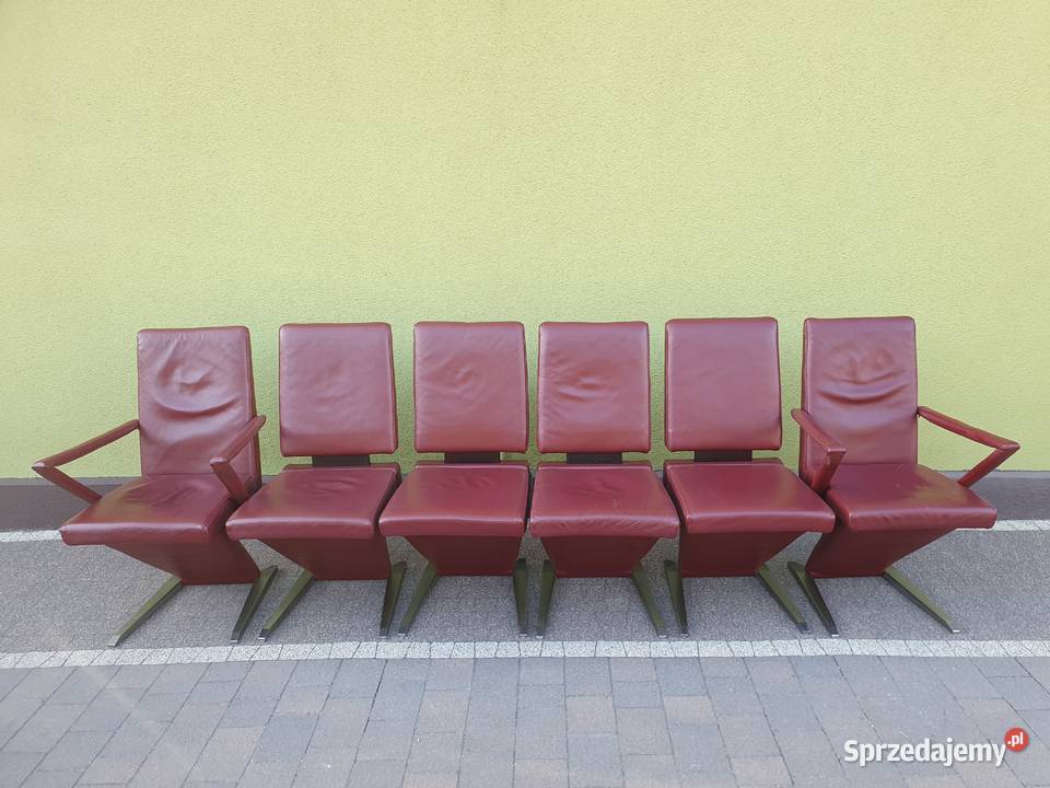 Krzesła skórzane komplet 6 Krzesło Loft Vintage
