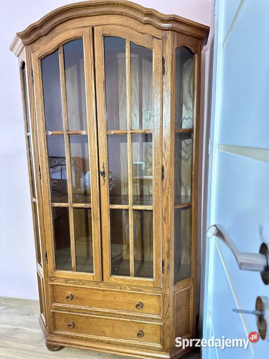 Witryna z litego drewna przeszklona gablota 191 191cm Kielce