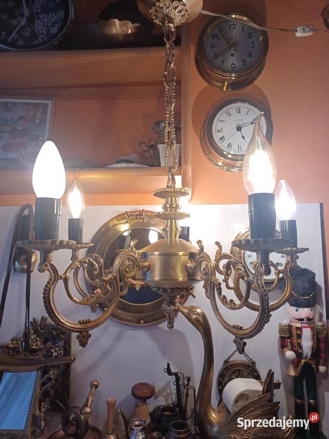 Piękny mosiężny żyrandol z czasów PRL Otwock wielkopolskie Poznań
